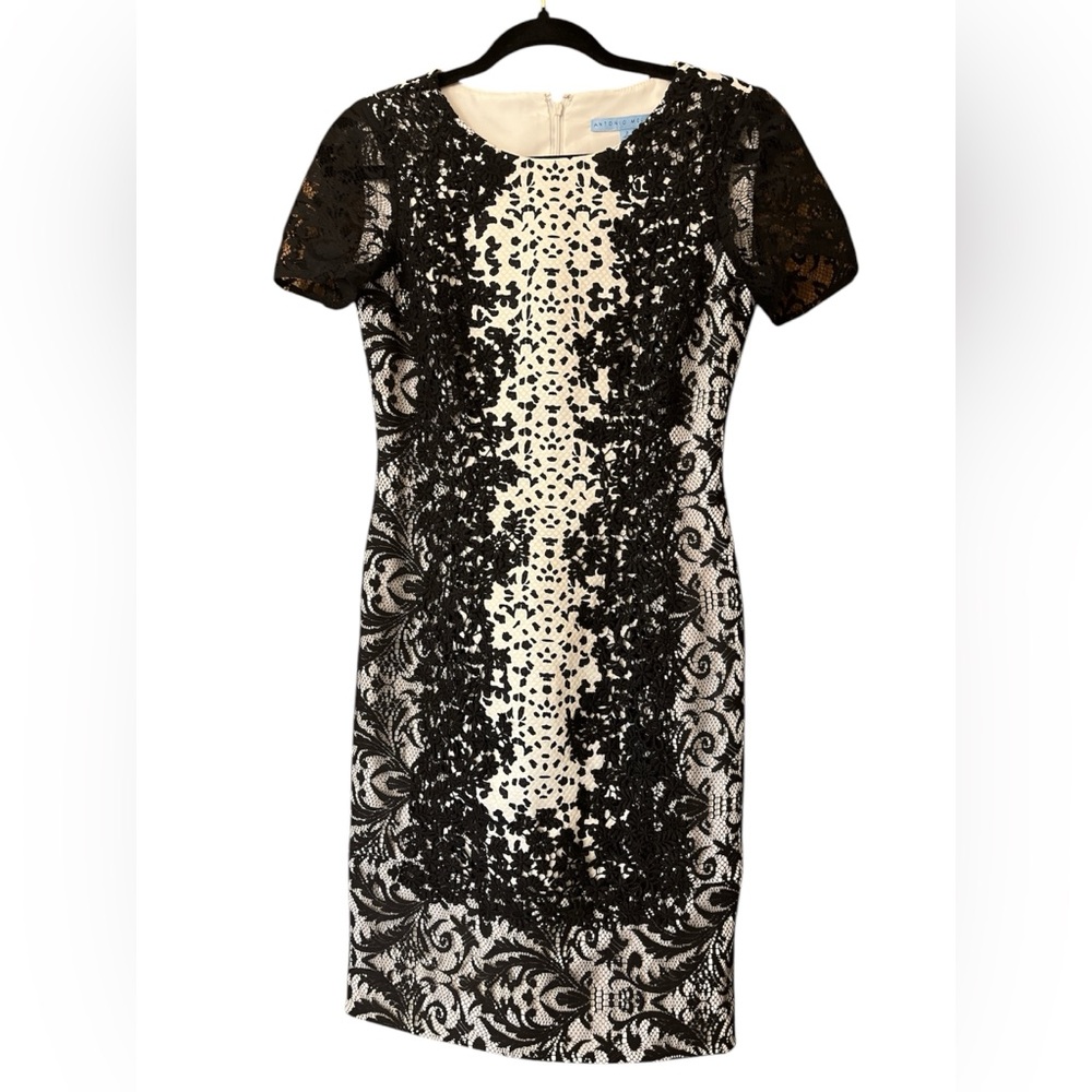 Antonio Melani black and white print lace dress NWOT